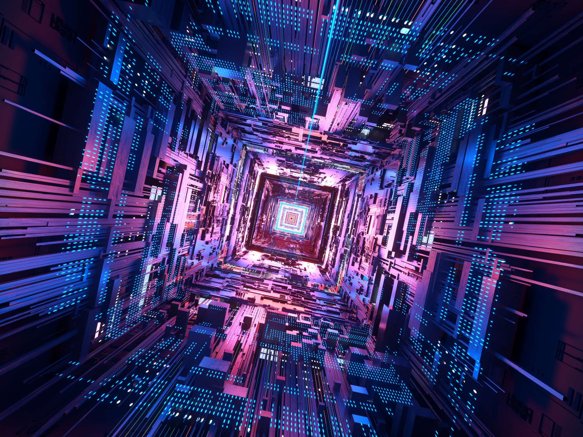 Data generated image of CPU in space.