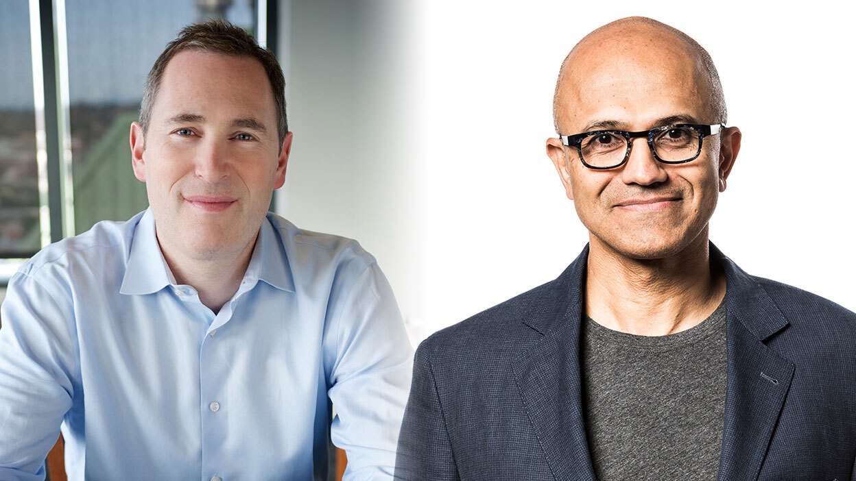 AWS CEO Andy Jassy and Microsoft CEO Satya Nadella