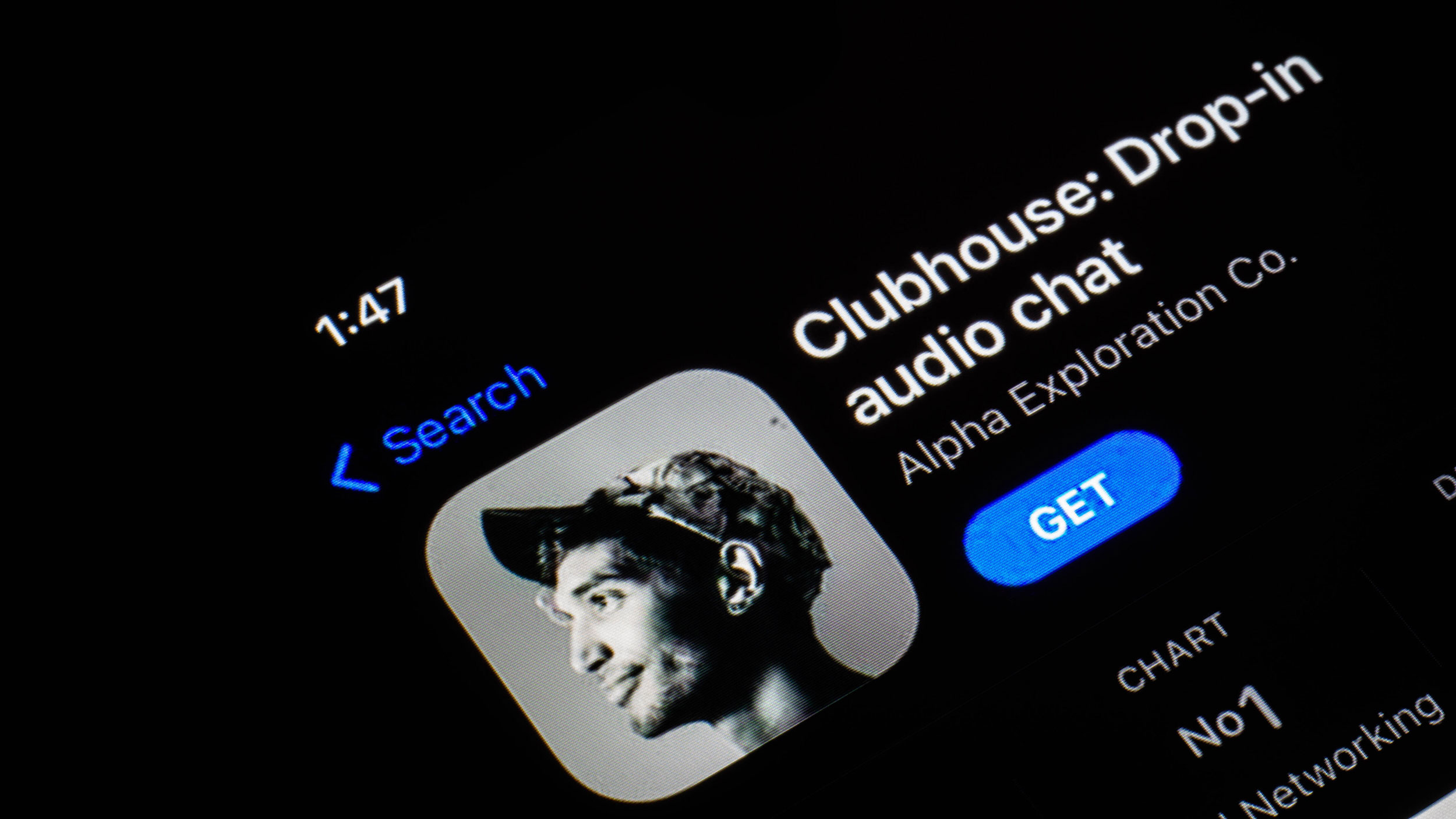 In this photo illustration, the Clubhouse app seen displayed