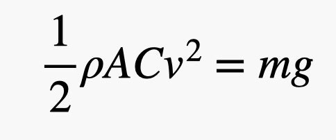 terminal velocity equation