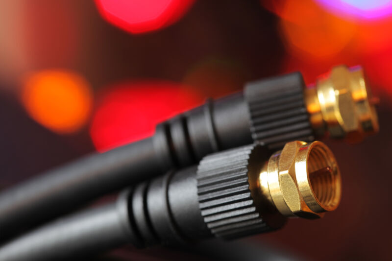 Two coaxial cables used for cable-Internet connections.