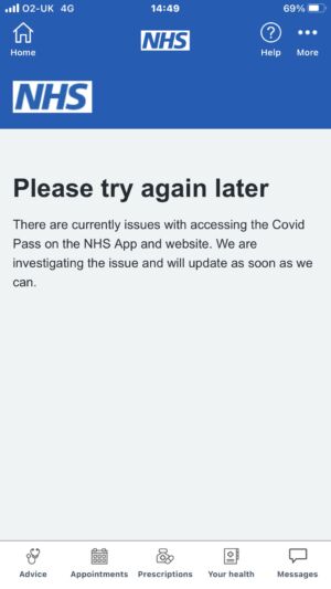NHS app goes down for hours.