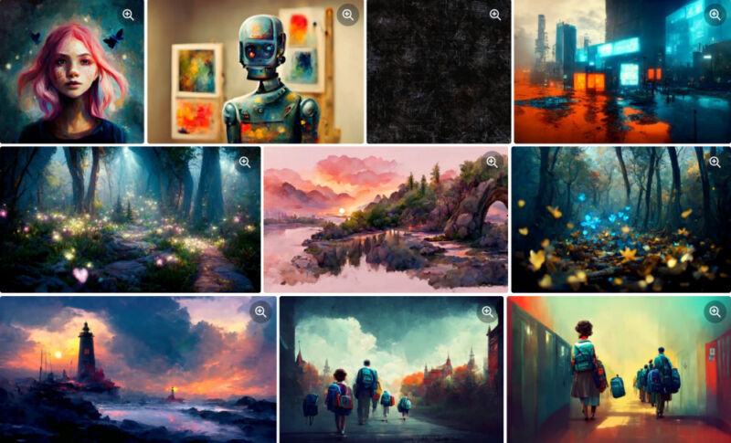 A selection of AI-generated artwork that can be licensed through Shutterstock.