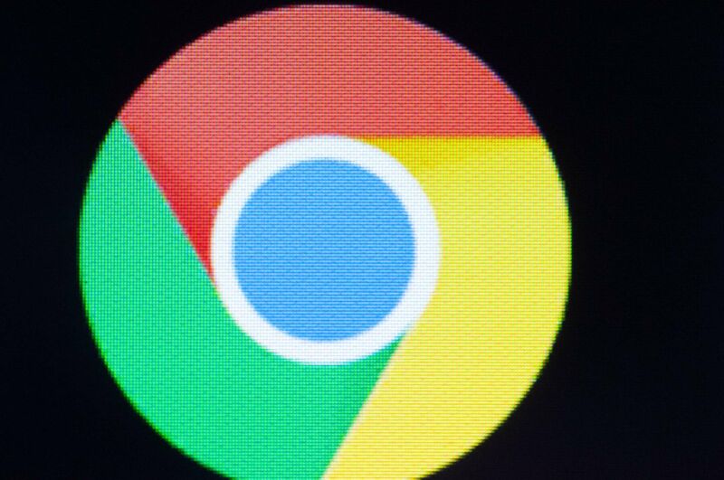 Close-up shot of the Chrome web browser's logo on an Android screen.