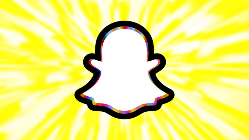 A colorful and wild rendition of the Snapchat logo.