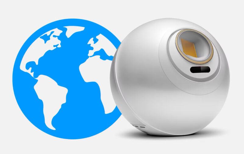 A spherical device that scans people's eyeballs.