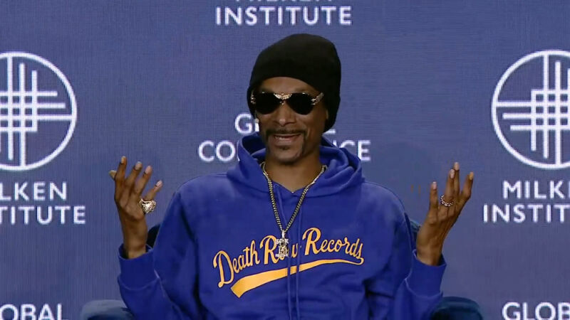 Snoop Dogg talking about AI at the 2023 Milken Institute Global Conference on May 3, 2023.