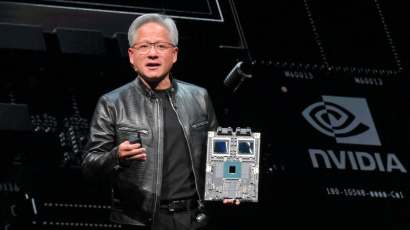 Nvidia's CEO Jensen Huang delivers his keystone speech ahead of Computex 2024 in Taipei on June 2, 2024.
